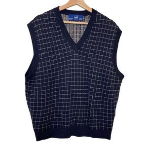 Dunhill Golf Large Linen Silk Blend Men's Vest Plaid V- Neck Made In Scotland